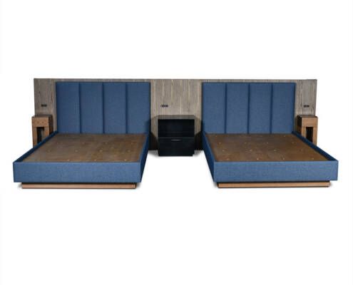 Upholstered platform beds and headboard